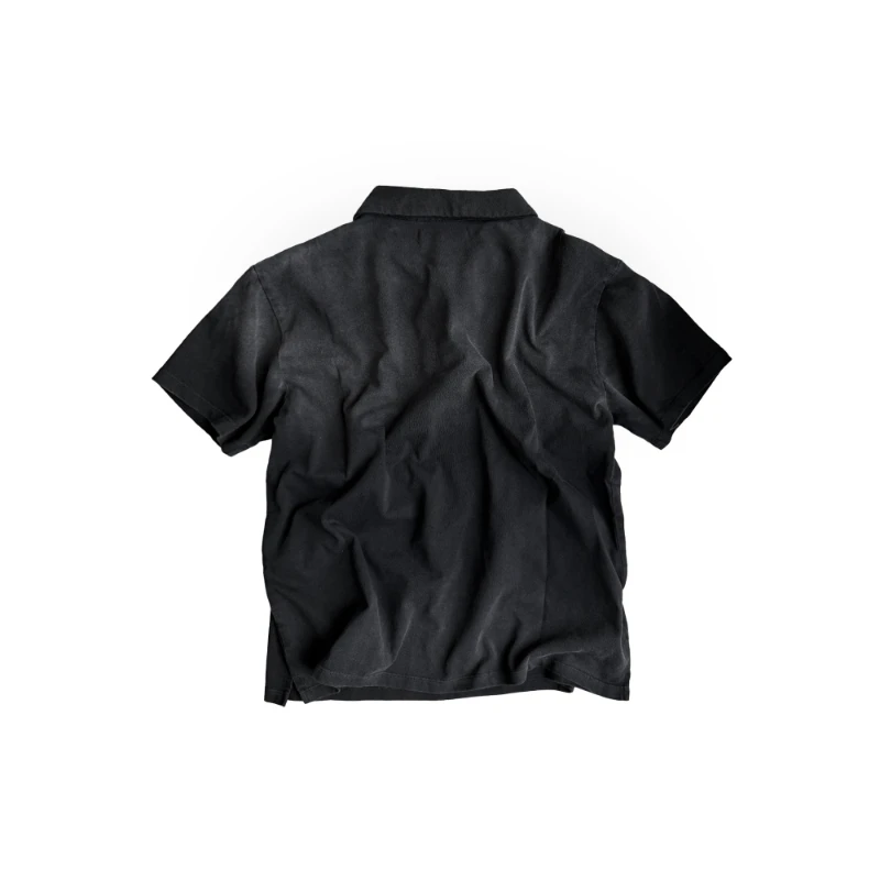 X-ray image teeth print, pure cotton polo shirt, distressed short sleeves American Minimalist and Fashionable Hip Hop Y2K Polo