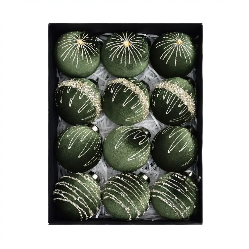 Elegante Samt-Weihnachtskugeln, Baumdekorationen, moderne, minimalistische Weihnachts- und Party-Hängeornamente, Requisiten-Sets