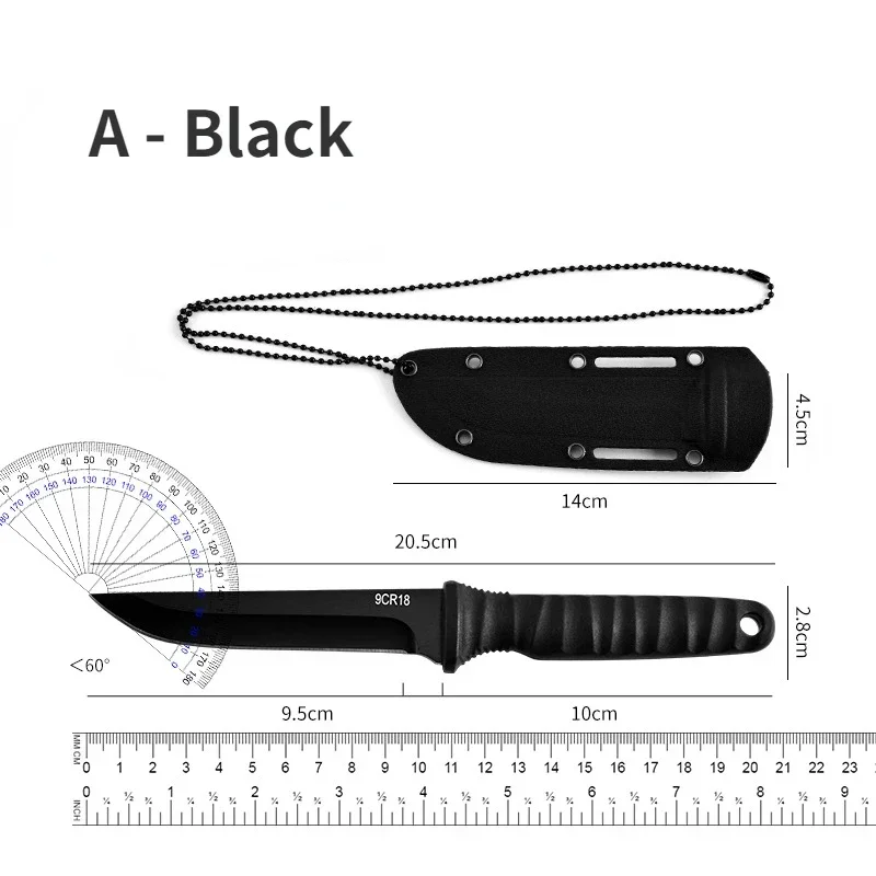 Portable outdoor knife with K-sheath hanging chain, outdoor camping survival knife, EDC high hardness sharp hunting knife Best