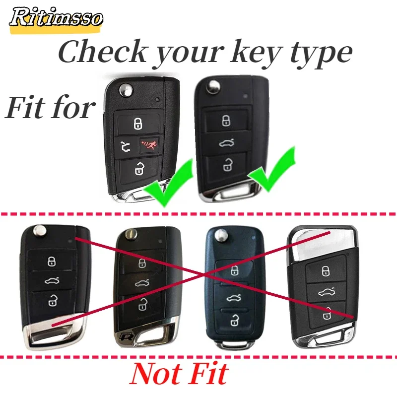 3 4 Buttons  Alloy Car Key Case Cover  For VW Volkswagen Golf 7 MK7 Tiguan MK2 Seat Ateca Leon FR Ibiza Skoda Octavia Kodiaq