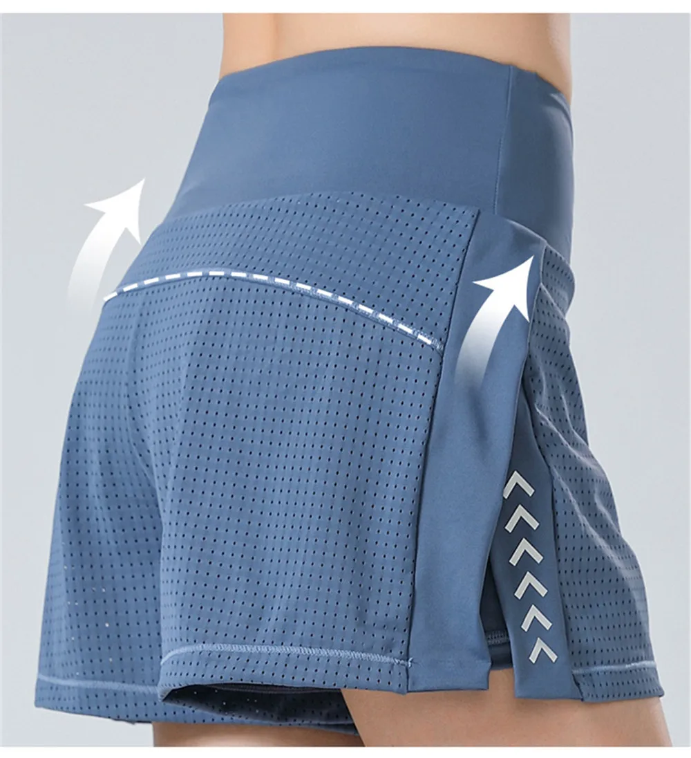 High Waist Running Fitness Yoga Shorts With Pocket Women Sports Jog Bodybuilding Tennis Skirts Slim Fit Dance Dress Short Girl