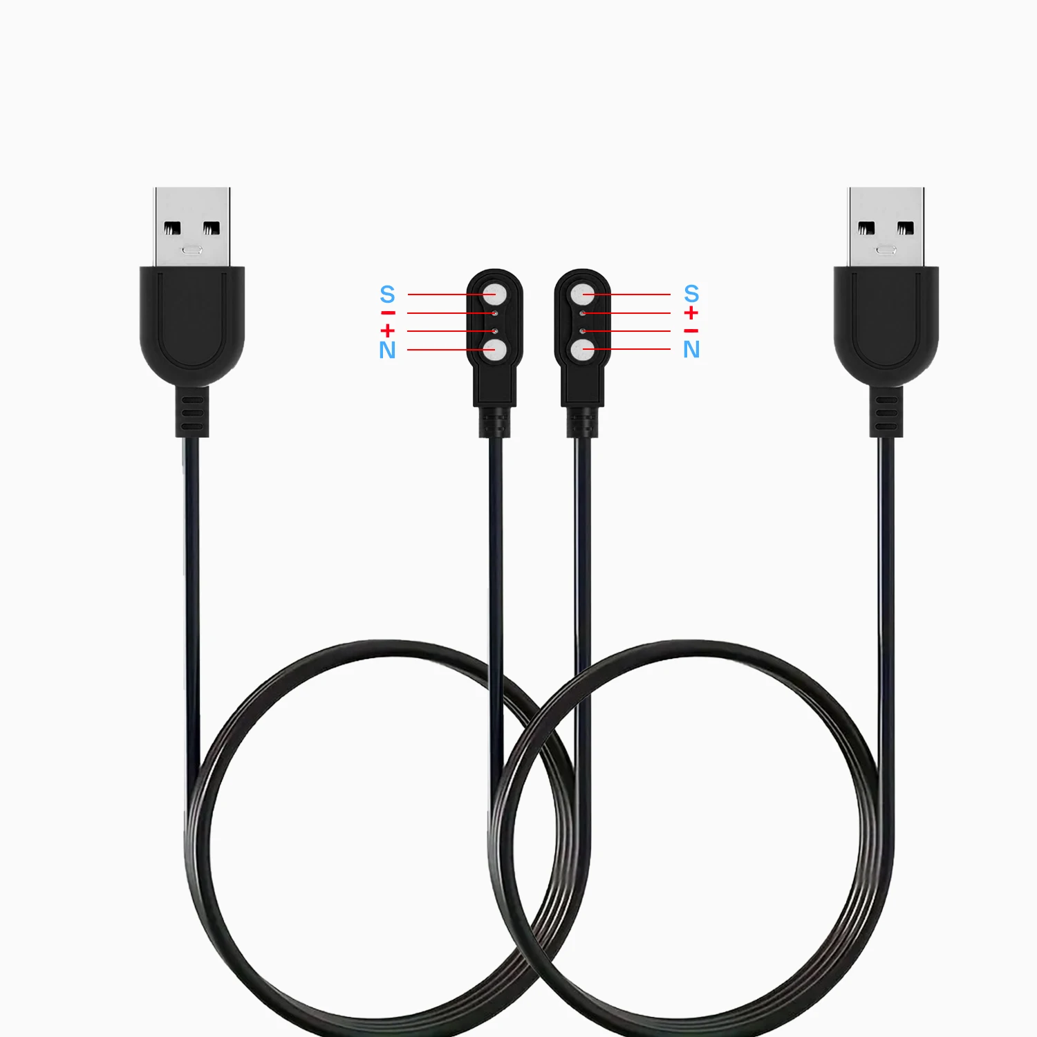 2er-Pack magnetisches USB-Ladekabel, 2-poliges 2,5-mm-Ladekabel für Smartwatches, universelles Ersatzladegerät, kompatibel mit Modell A – Detail 1