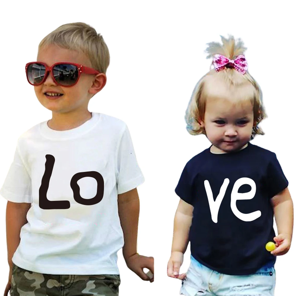 

Tshirt Summer LOVE brother boy sister girls love cotton T-shirts Kids gift Tshirt Baby Clothes Short Sleeve T-shirt