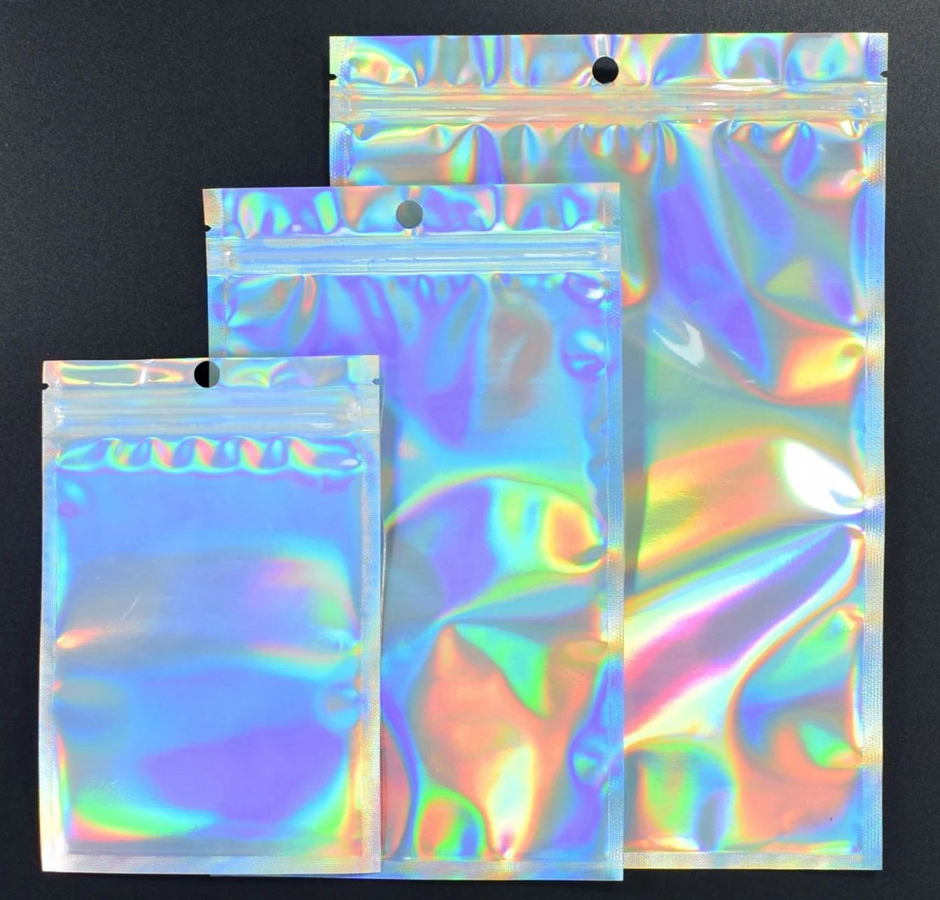 Eyelashe Package In Bulk Holographic Laser Zip Lock Bag Necklace Storage Custom Brand Logo Sticker Idea Gift Packaging Wholesale