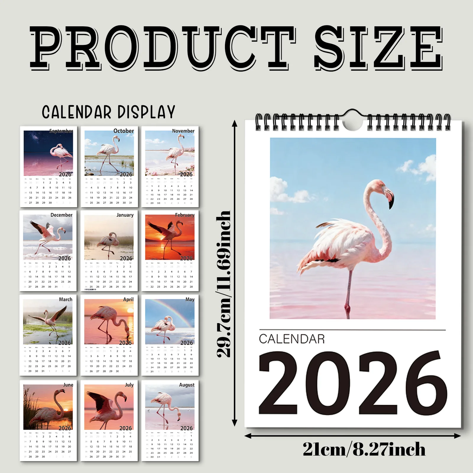 ปฏิทินนกฟลามิงโก้ที่สง่างาม 1 ชิ้น เหมาะสำหรับตกแต่งบ้าน เหมาะสำหรับคนรักธรรมชาติและนก ของขวัญปีใหม่ที่สมบูรณ์แบบสำหรับการจัดตารางเวลา