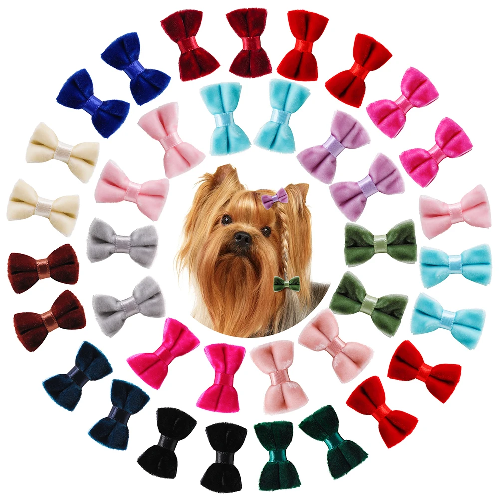 10/20pcs Solid Color Dog Hair Clips Cat Decorate Clip Mixed Colors Dog Hair Accessories Bowknot for Small Dog Puppy Pet Supplies