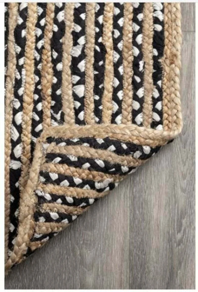 Rug 100% Jute Cotton Reversible Rustic Look Braided Style Area Runner Rug Carpet
