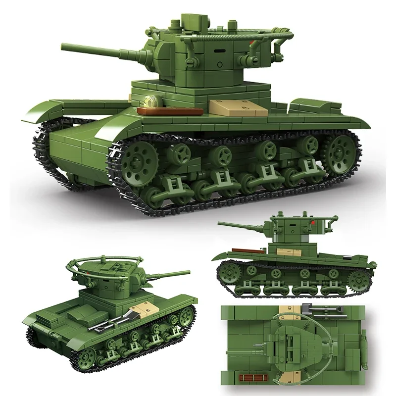 Military Classic Model Soviet T-26 Light Tank Collect ornaments Xmas Gifts Building Blocks Bricks New Year Toys