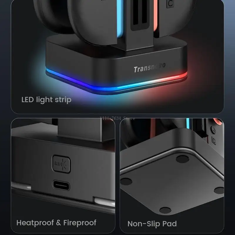  Multiple Functional Chargers with 4 Slot Fast Charging 9 Color LED Lights & Game Holder Easy to Use for Multiple Consoles