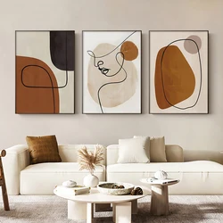 Abstract Geometric Face Line Art Wall Posters Canvas Painting Print Picture Modern Mid Century Living Room Interior Home Decor
