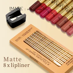 IMAGIC 8 Teile/satz Matte Lippenstift Bleistift Lip Liner Lipgloss Lippenstift Make-Up Kontur Tönung Sexy Matte Dauerhafte Lipliner Kosmetik