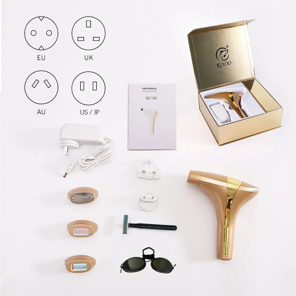 KODO 2026 Épilateur laser à glace haut de gamme personnalisable, épilation permanente IPL indolore, photo-épilateur 4 en 1 visage et corps 3