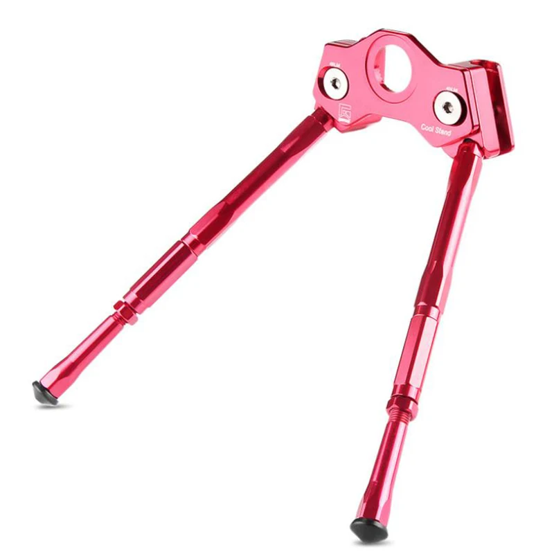 Mountain Road Bike Kickstand Bicycle Kick Stand Alloy Double Legs Stand Parking Rack Adjustable Side Stick 33-39mm, Red