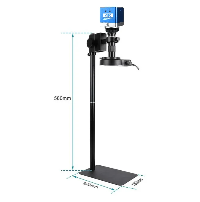 Monocular Microscope 60MP 4K Camera 150X Working Distance 100cm Lens Ring Light for Repair Phone