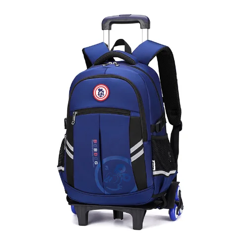 School bags with 2 wheels Travel Trolley Bag For boys Satchels 6 Wheels Children School Trolley Bag Wheeled Backpack for boy