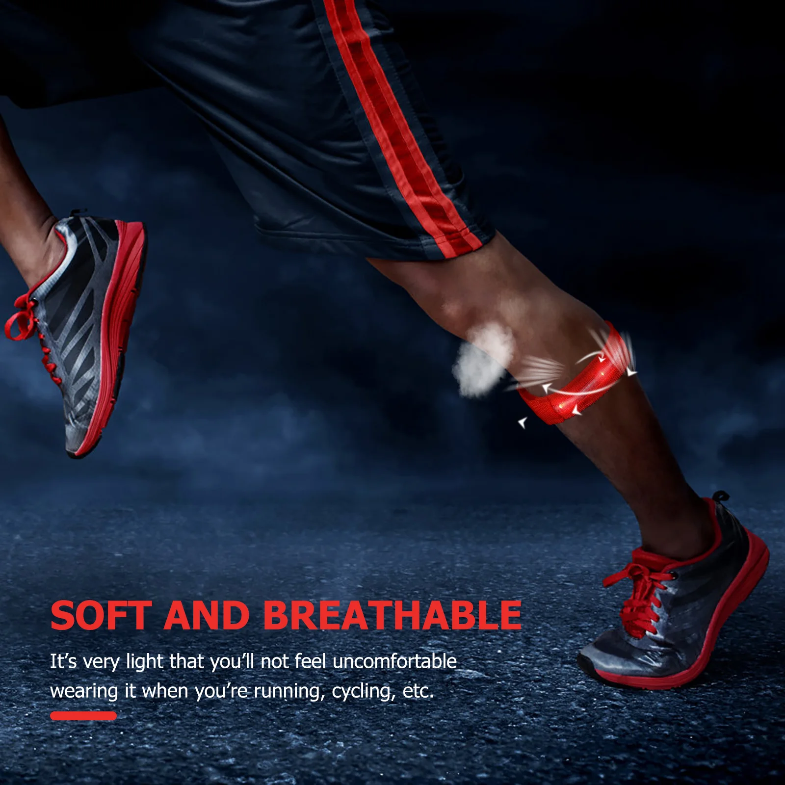 Brazalete LED rojo de nailon de alta calidad, ajustable, para correr de noche, luz de señal, pulsera de seguridad, cinturón de brazo brillante para deportes al aire libre, 1 Uds.