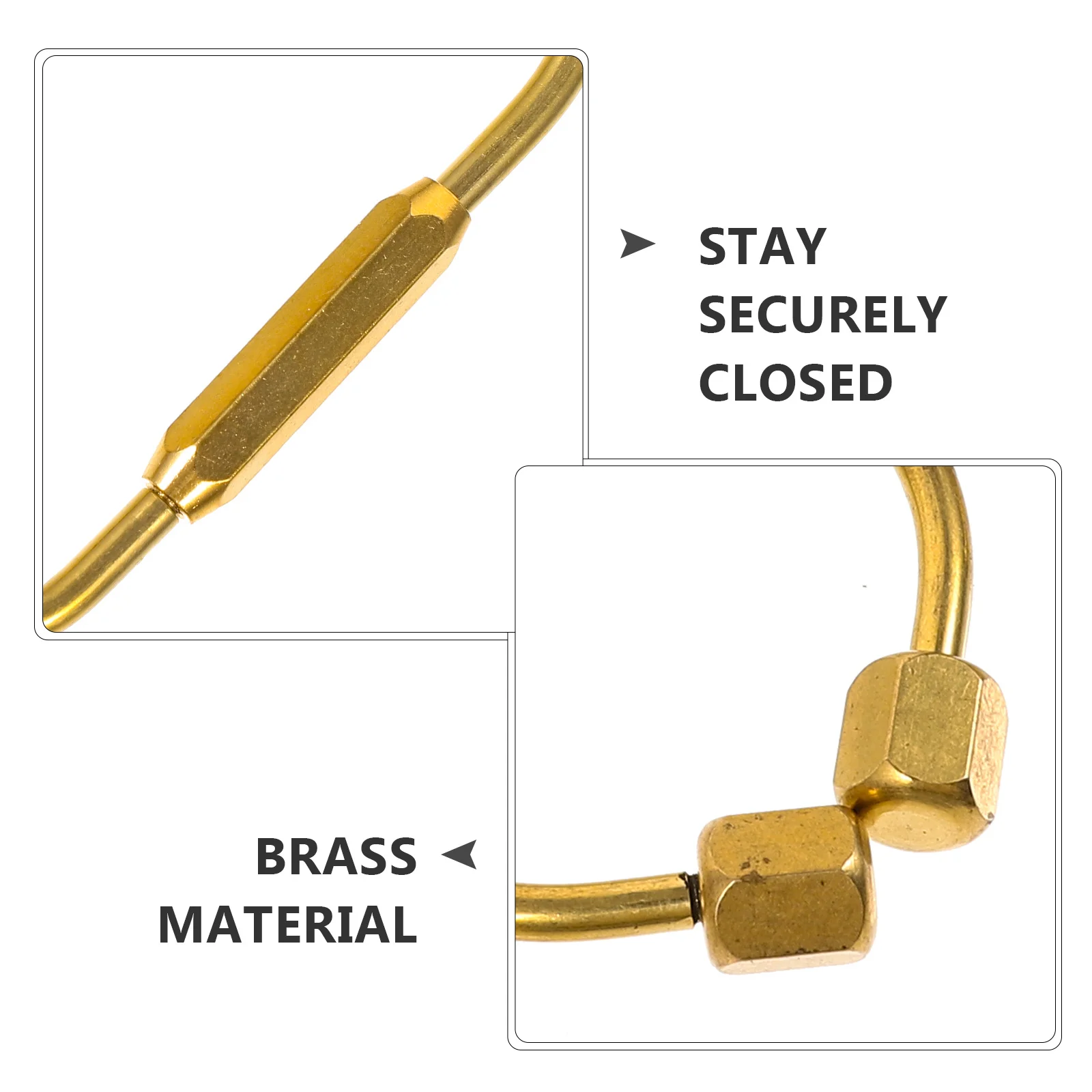 

4Pcs Flat Brass Screw Key Rings DIY Split Rings Metal Key Chains for Crafts Strong Secure Lock Brass Screw Lock Ring