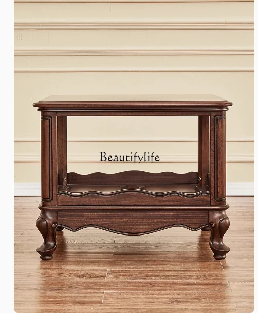 

All solid wood small coffee table American classical living room side few black walnut square