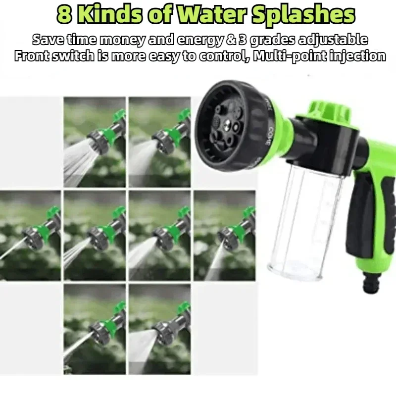 ปืนฉีดน้ำแบบโฟมอัตโนมัติพกพา8in1 1/3ชิ้นเครื่องพ่นล้างรถหัวพ่นแรงดันสูงอุปกรณ์ทำความสะอาดอุปกรณ์เสริมรถยนต์รถยนต์