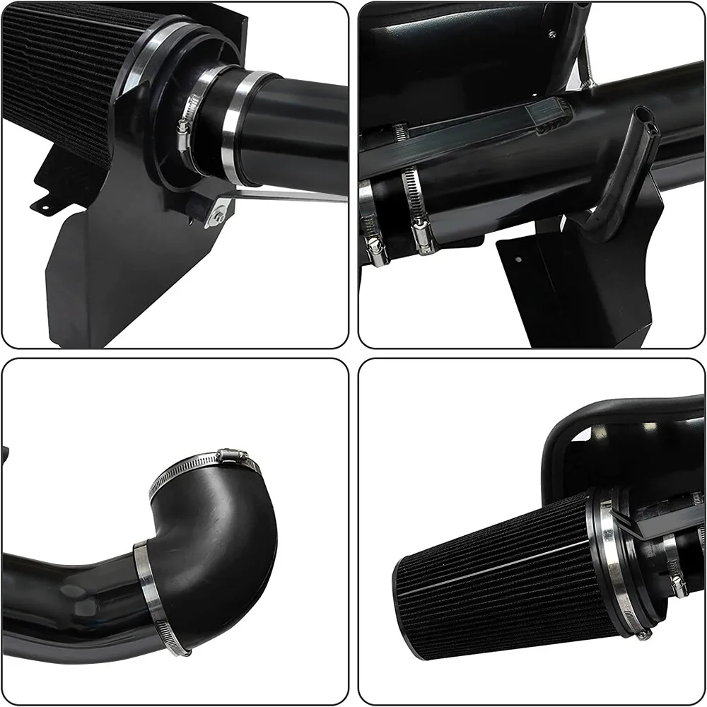 4" Inch Cold Air Intake Kit +Heat Shield for 99-06 GMC/Chevy V8 4.8L/5.3L Black