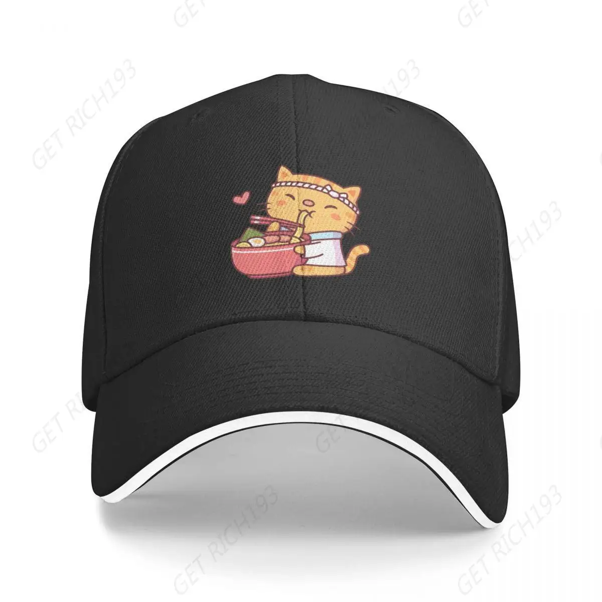 

Cute Tabby Cat Chef Eating Ramen Noodles Baseball Cap Kids Hat Streetwear Luxury Hat Women Men