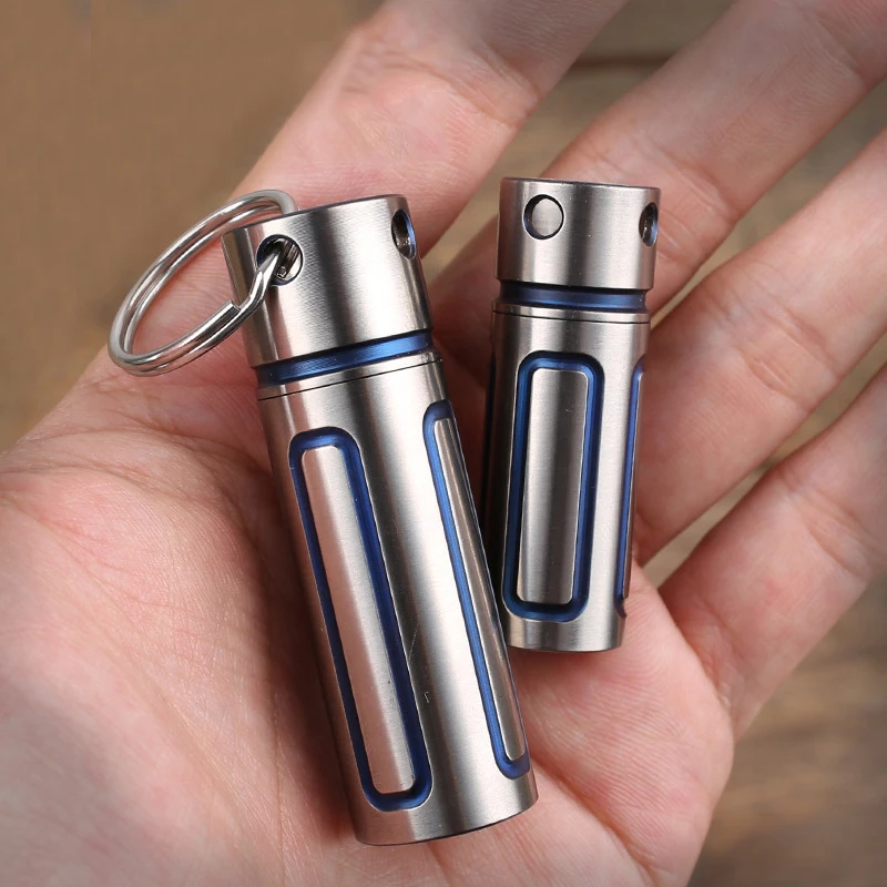 Outdoor Portable EDC Mini Titanium Alloy Waterproof Medicine Bottle Storage Emergency First Aid Sealing Jar Tool
