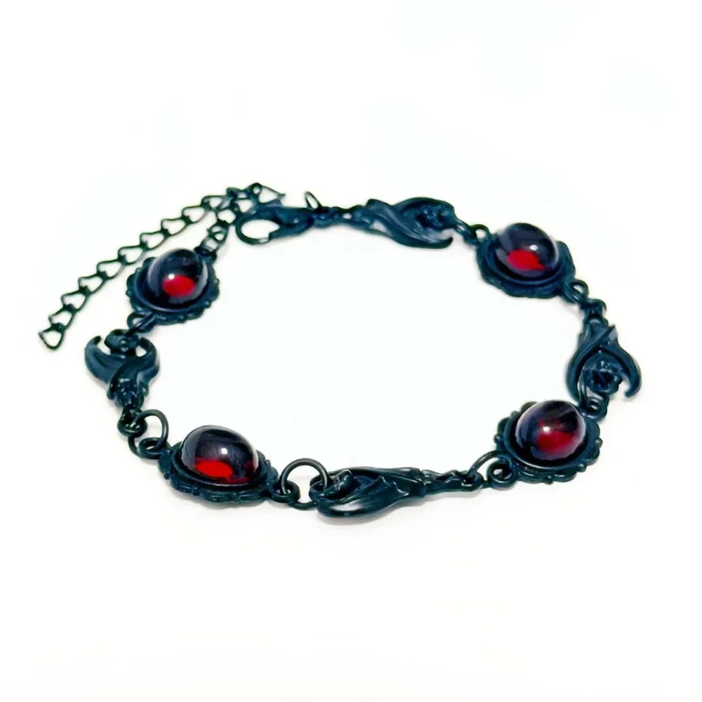 Victoria Dark Vampire Bat Blood-red Glazed Cross-shaped Pendant Necklace Bracelets for Women Halloween Party Charm Jewelry Gift