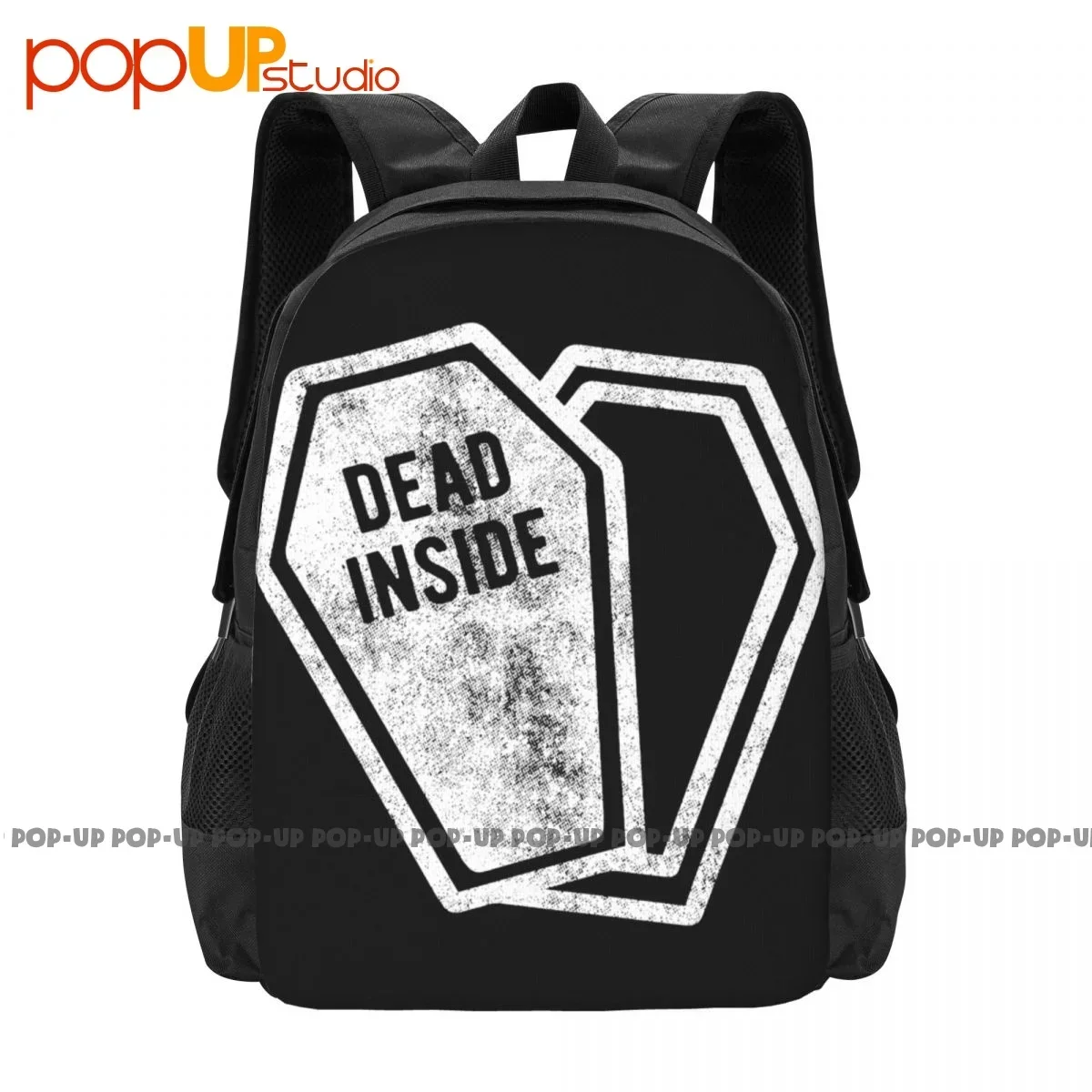 Dead Inside Funny Halloween Costume Party Coffin Backpack Large Capacity Bookbag Portable Storage Bag Outdoor Running