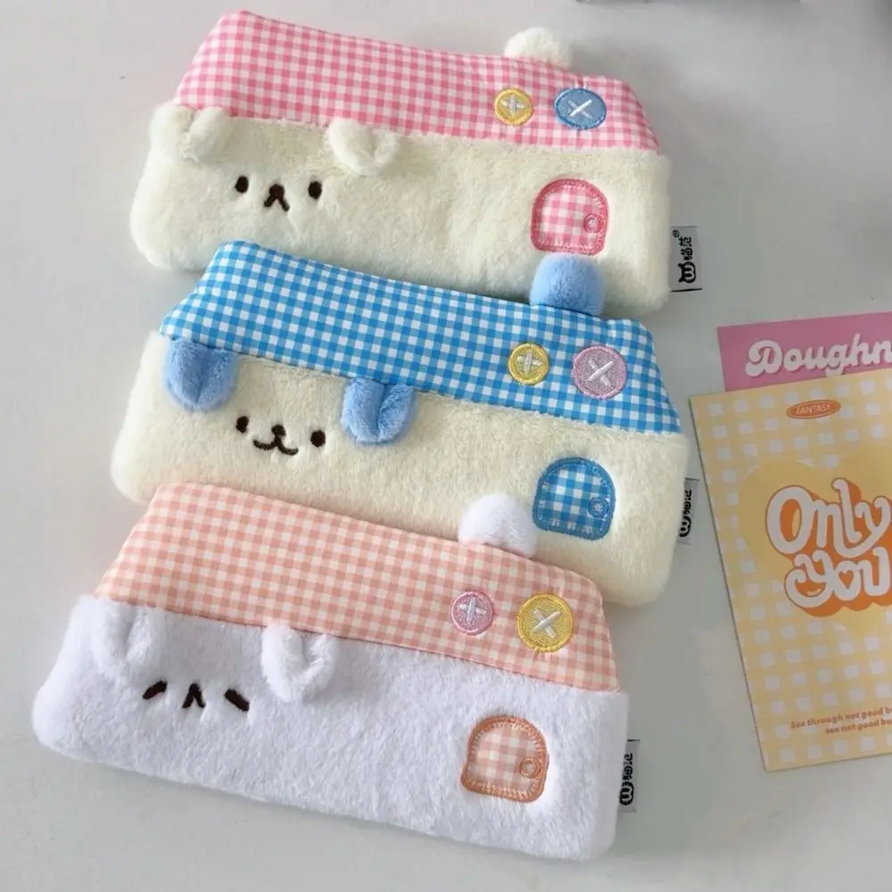 Creative House Shape Pen Bag Large Capacity Plush Pencil Case Cartoon Multifunctional Stationery Bag Student