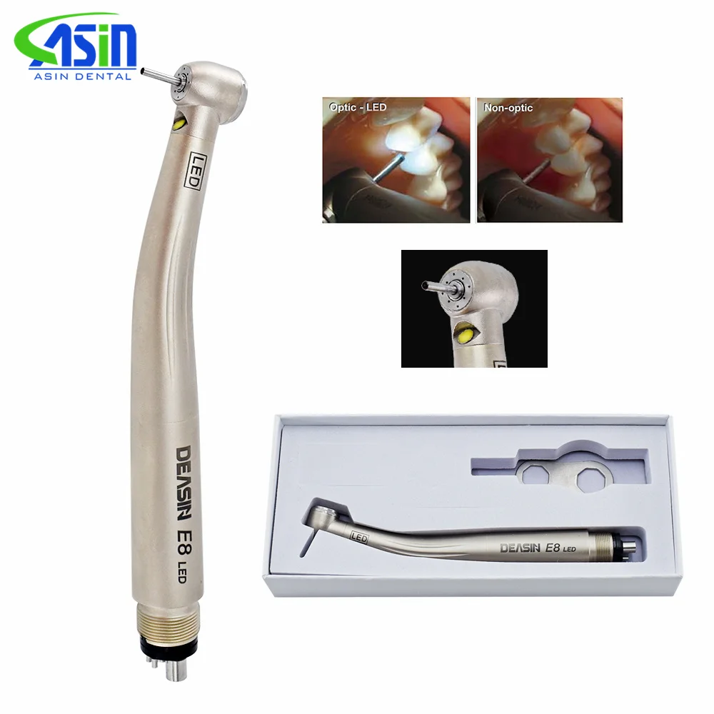 Dy LED M600LG Handpiece with Light M4 Push Button High Speed Handpiece Air Turbine 2/4 Hole Dentist Tool