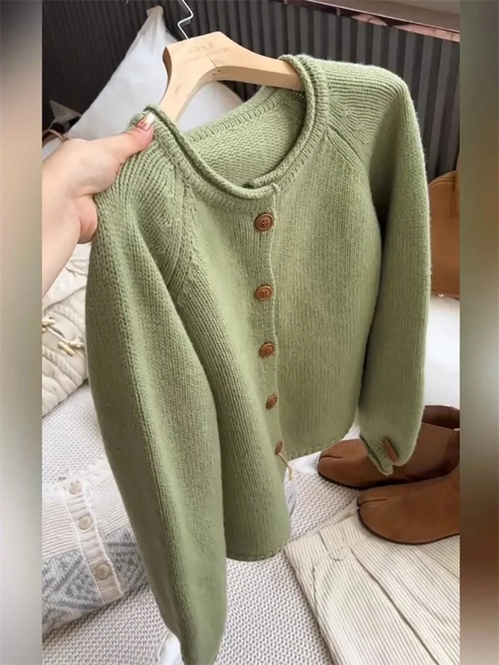 Red Sweater Cardigan Jacket for Women Autumn Winter Casual Long Sleeve Single-breasted Knit Coats Female Christmas Sweaters