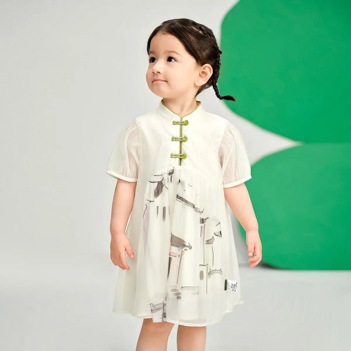 

Baby Girl Dress 2024 Summer New Girl Baby National Style Skirt Children Ink Printing Gauze Fashion Comfort Casual Dresses