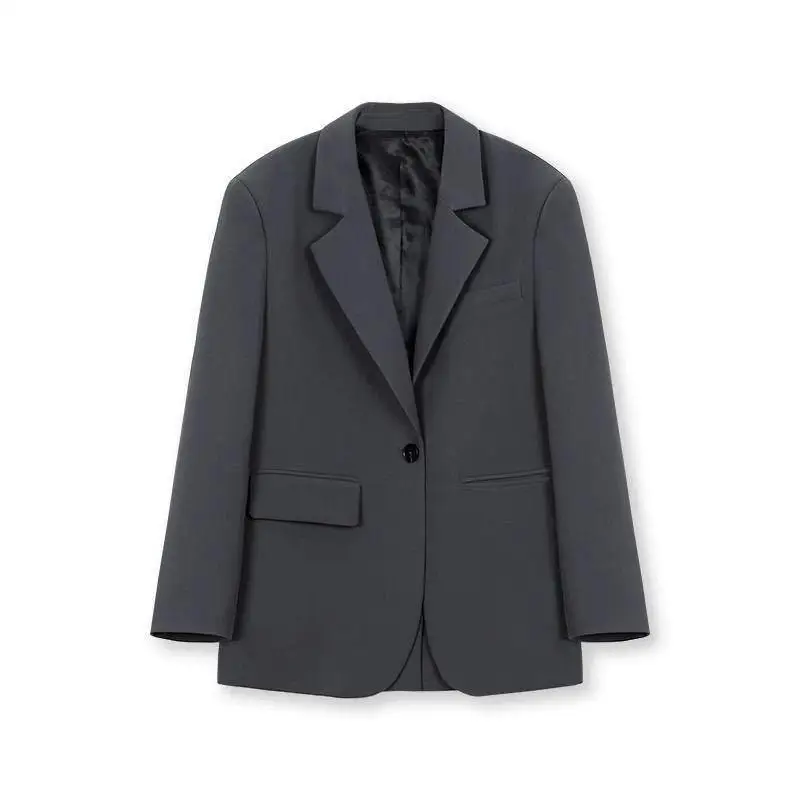 Blazer lunghi Donna Elegante giacca cardigan con tasche patchwork Office Lady Doppiopetto Capispalla autunnale Chic moderno