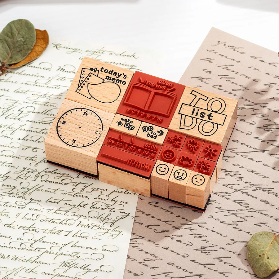 Wooden Stamp Box Week Month Digital Ledger Stamp Cross-border Date Planned Time Stamp Multiple Styles To Choose From