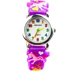 Children's 3D quartz watch cute animal cartoon rainbow candy color student watch gift