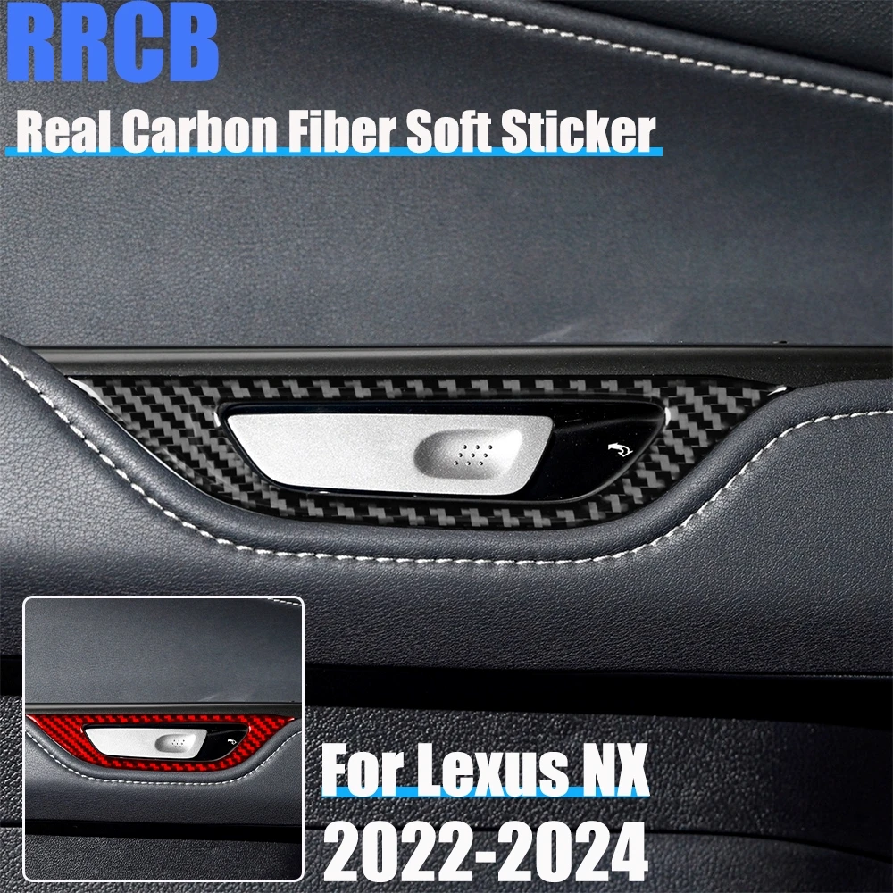 

Настоящее углеродное волокно, автомобильные аксессуары, дверная ручка, декоративная крышка, мягкая наклейка для Lexus NX260 NX350H NX400H NX450H 2022 2023 2024