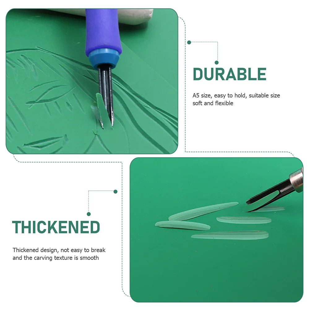 3 Pcs Crafts for Kids Engraving Rubber Sheet Non-Slip Cutting Pad PVC Mats Double-sided Electronic Handcrafts Green Child