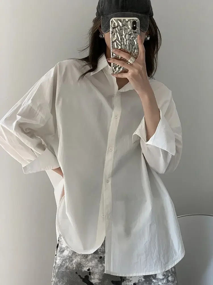 قمصان نسائية عالية الشارع Harajuku غير رسمية تناسب كل مباراة ناعمة فضفاضة متينة بلوزات Mujer بلوزات كورية جديدة بمزاج ربيعي أنيق