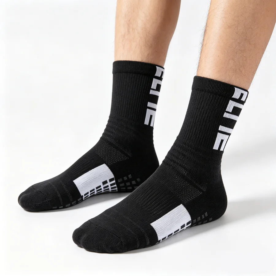 3/6/9 Pairs Men's Women's Anti-Slip Grip Sports Towel Bottom Breathable Shockproof Hiking Cycling Professional Athletic Socks image 3