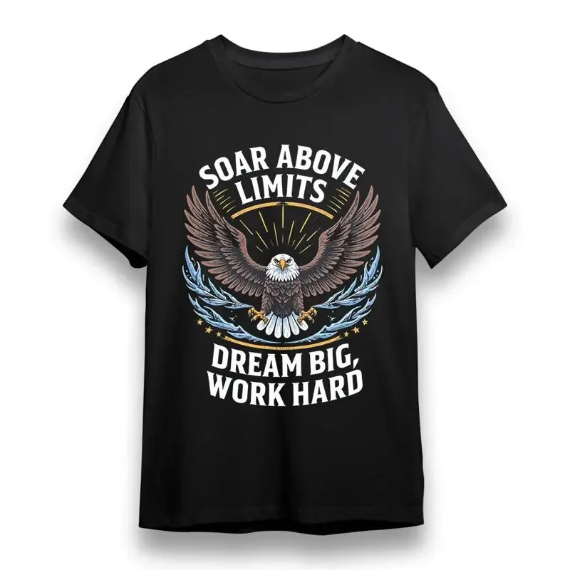 Men'S T Shirt With Soar Above Limits Black 100 Cotton