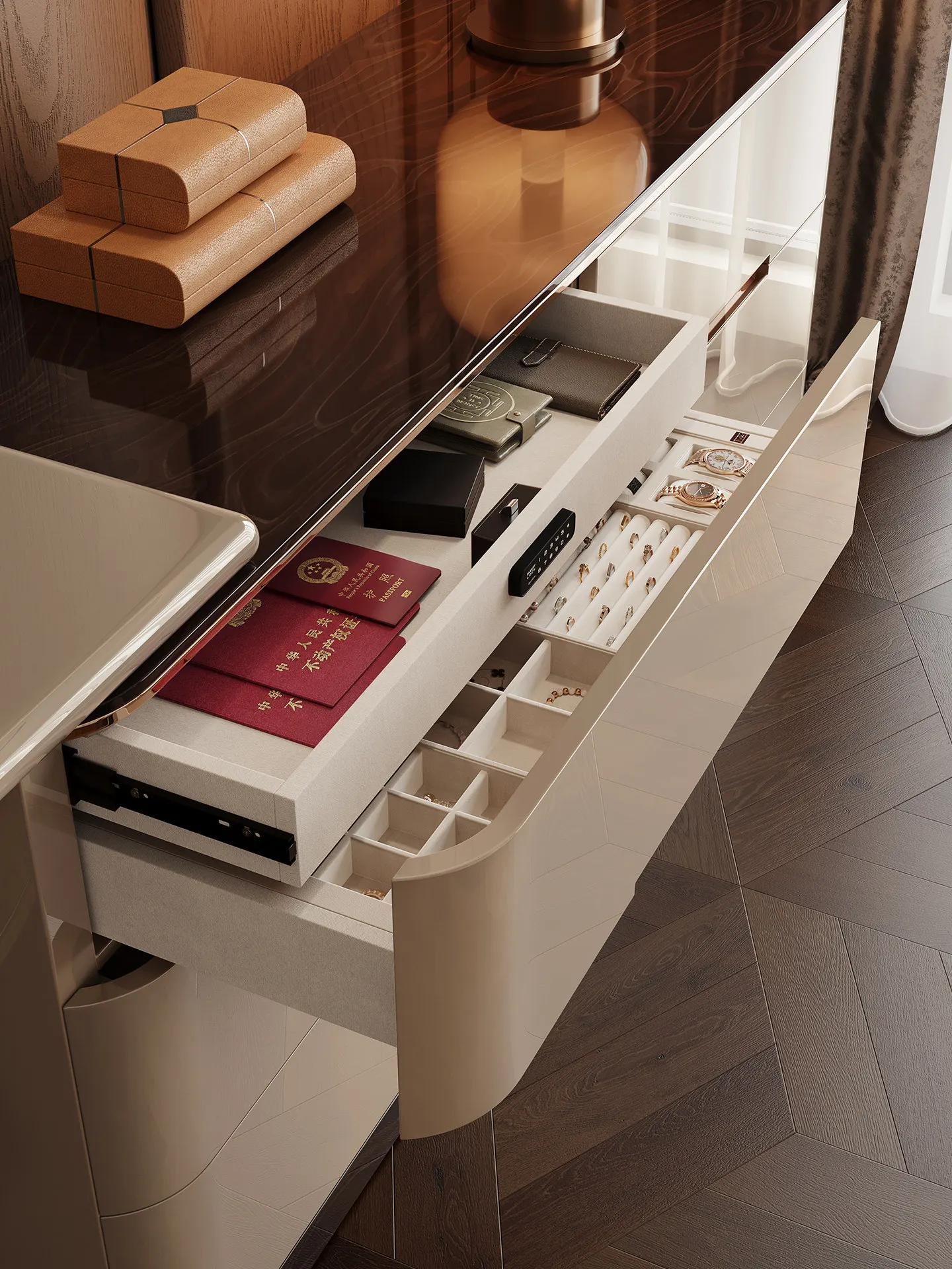 Dressing table, bedroom, end of bed, high-end chest, dresser integrated
