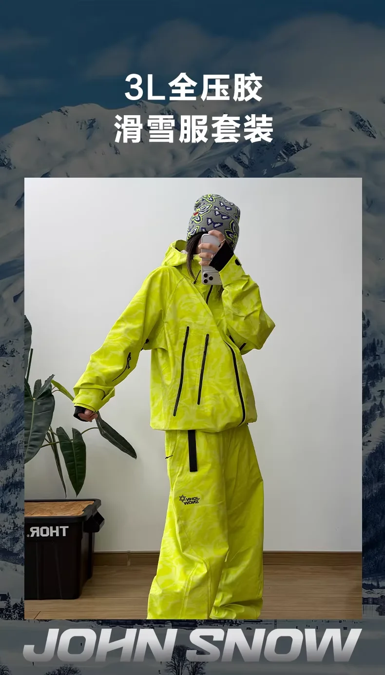 JOHN SNOW 2025 Unisex Professioneller Snowboard-Anzug Wasserdicht Winddicht Vollständig Versiegelte Nähte Skijacke & -Hose für Outdoor-Sportarten – Detail 14