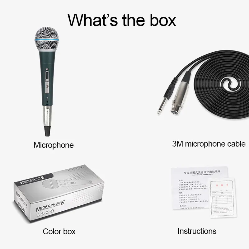 Mikrofon genggam Karaoke 58A, Mikrofon nirkabel ruang dinamis XLR Micro dindinamico mesin Mikrofon perlengkapan untuk panggung