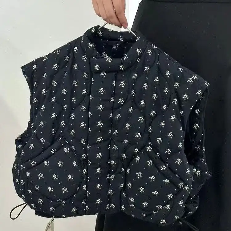 

Winter Children Girls Waistcoat Floral Printed Toddler Girls Sleeveless Jackets Round Collar Zipper Thick Infant Babys Girl Vest