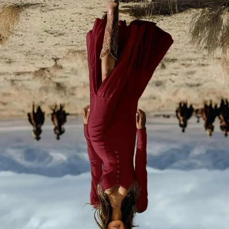 

Новое модное ретро-платье в западном джинсовом стиле с пуговицами, длинное, сексуальное, с длинными рукавами, в европейско-американском стиле, для женщин, осень 2026