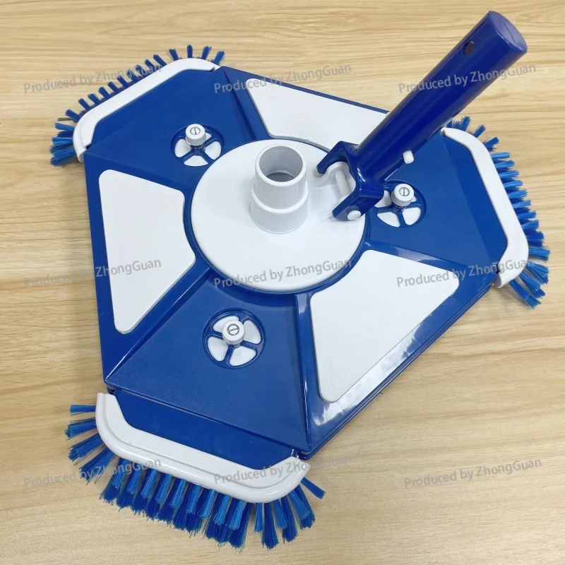 Swimming Pool Cleaning Accessories with Bottom Brush Triangular Suction Head 360° Rotatable Pool Vacuum Head