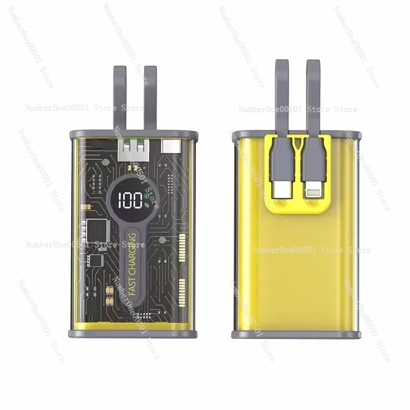 22.5W Super Fast Charging Machine Jiapunk Large Capacity Comes with Cable Power Bank 20000mAh Transparent Mobile Power Supply