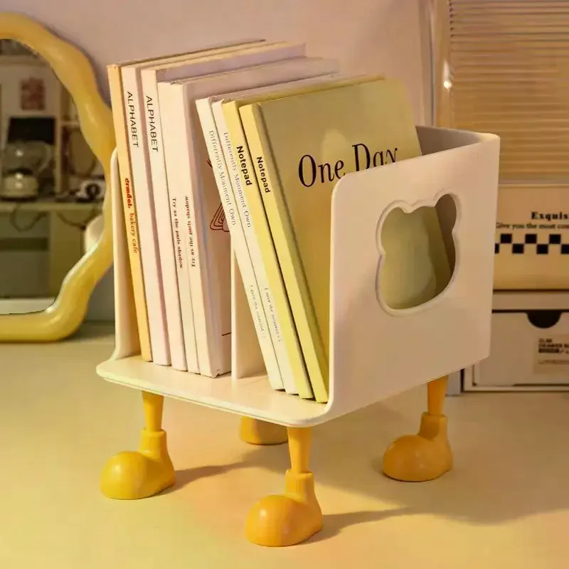 New Multi-layer Book Stand Divide Design Hollow Bear Desktop Bookshelf Book Organizer Home Organizer