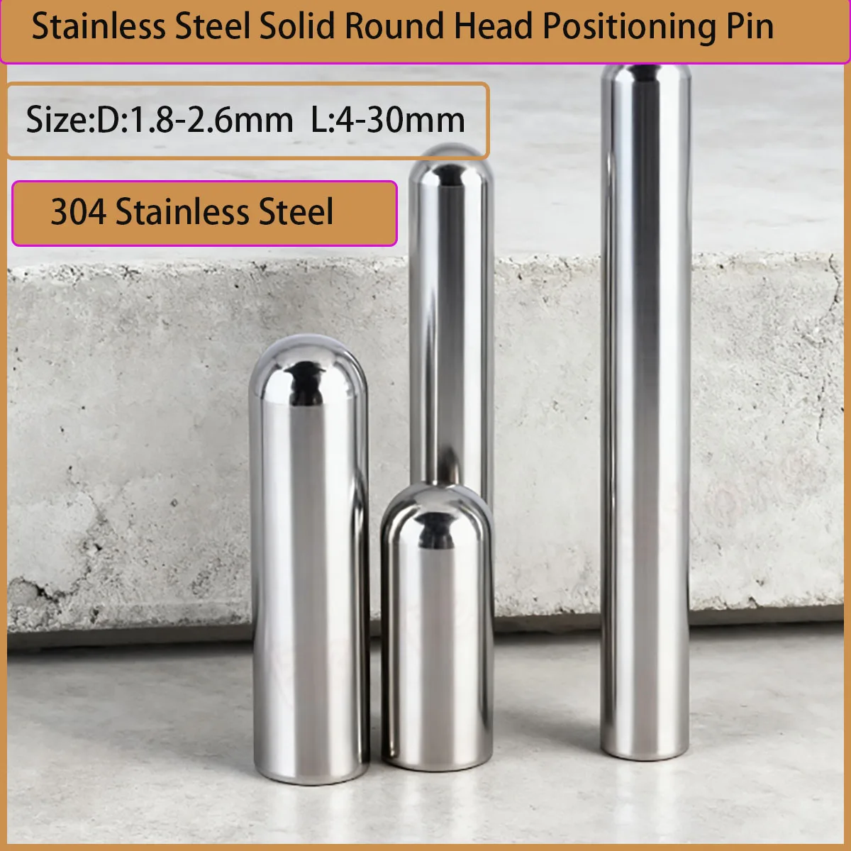 Stainless Steel Locating Dowel Pin - Solid Round Head Cylindrical Pin Fixed Shaft Rod for Machinery 1.8-2.6mm Diameter