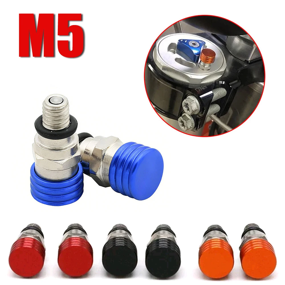 

2pcs M5*0.8cm Off-road Motorcycle Fork Air Bleeder Valve Shock Absorber Air Release Screw Accessories for Honda Kawasaki Suzuki